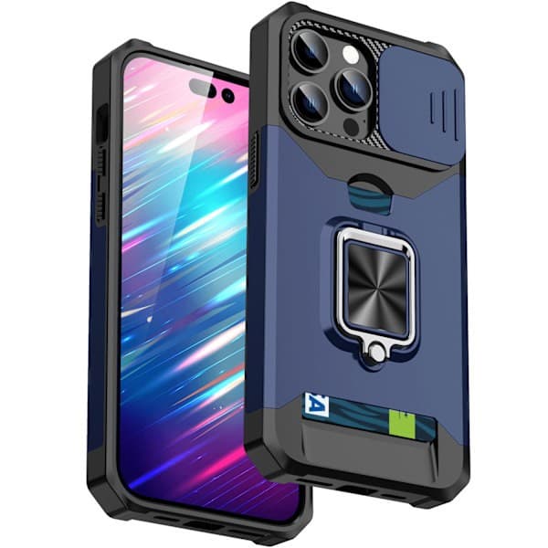 Støtsikkert deksel med panser for iPhone 16 15 Pro Max Plus med skyvbart linsedeksel iPhone15