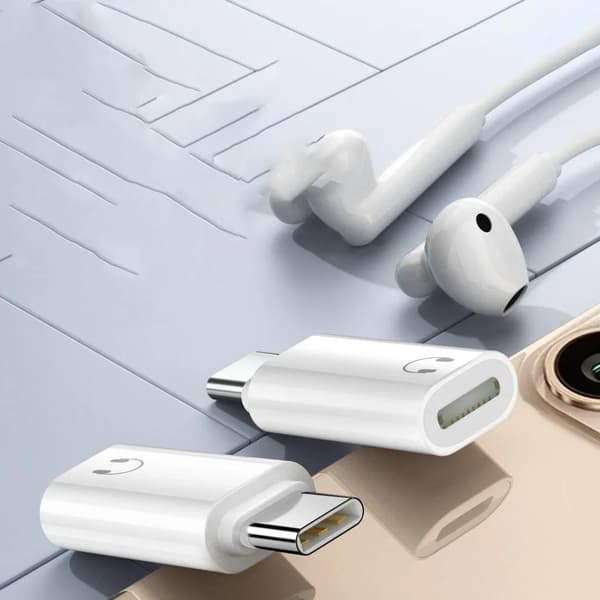 Lightning til USB-C-adapter for hodetelefoner, samtaler, lyd
