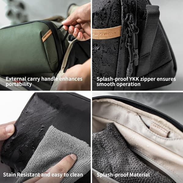 Vaskepose Toalettmappe Mini Tech Tilbehørsveske Elektronikk Organizer Bag, Grønn