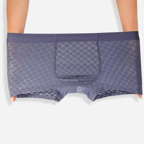 2025 Senaste Modellen Herr Ice Silk Mesh Boxer Kalsonger Andningsbara Coola Underkläder Låg Midja Stretch Boxers Svart Stor