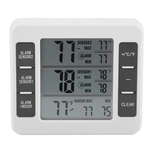Digital lydalarm køleskabstermometer med min/max sensor display, 2ST-CHE