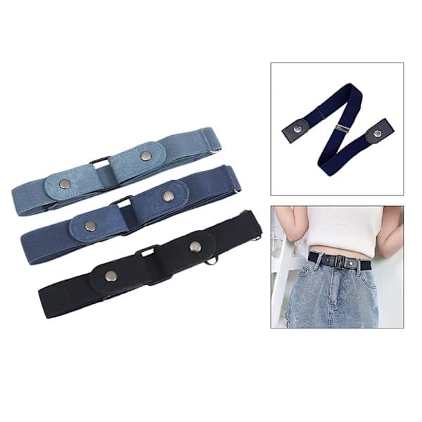 Spennefritt midjebelte for jeans Bukse uten spenne Elastisk Stretch Lyseblå
