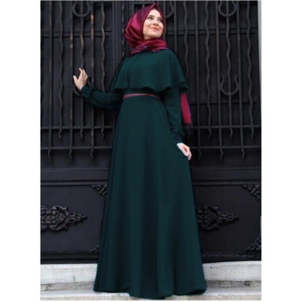 Muslim Cape Large Kläder för kvinnor med lång kjol Dark green 2XL