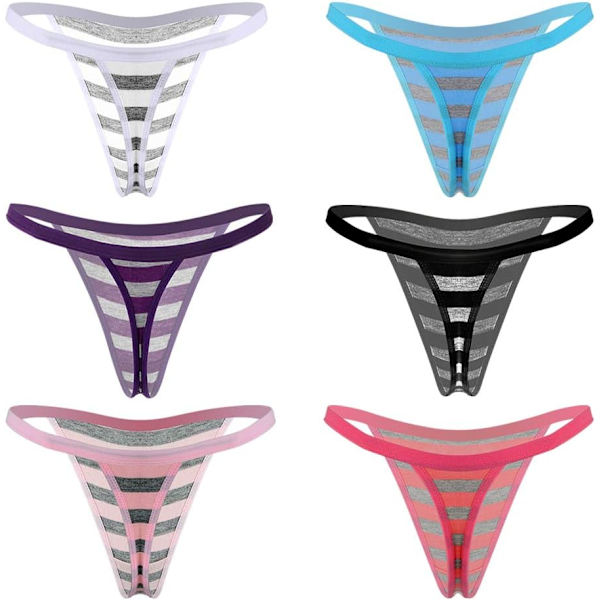 2025 Senaste Modell Damtrosor Bomull Trosor 6-pack G-String Randig Large-X-Large