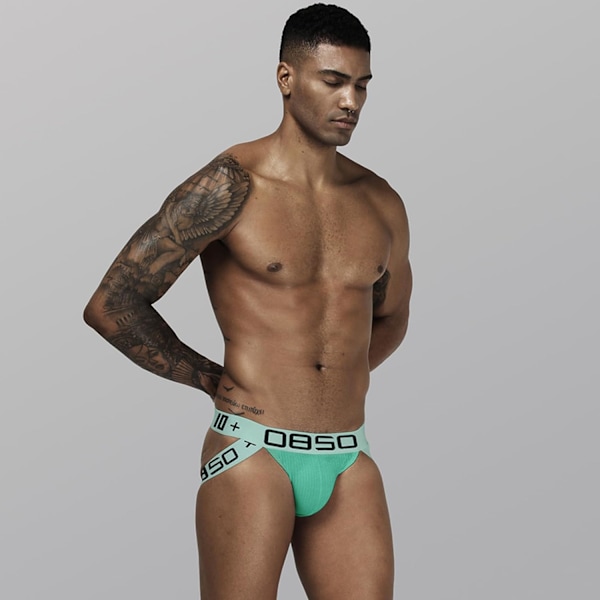 2025 Senaste Modell Herr Sexig Jockstrap Atletisk Stöd Breathable Bomull Tanga Performance Midjeband Påse Underkläder Cyanblå Medium
