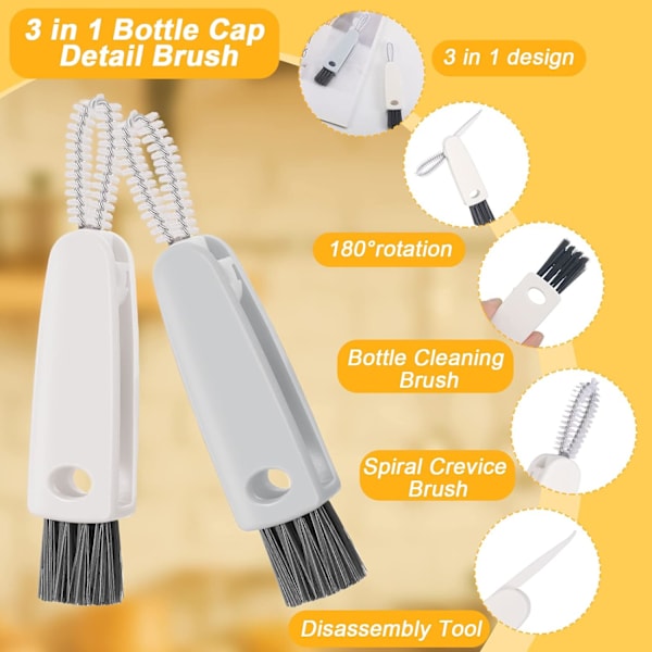 6 st 3-i-1 Multifunktionell Rengöringsborste Mini Glas