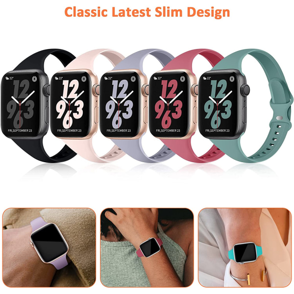 5-pack silikonband kompatibla med Apple Watch-band 5PCS 13 38/40/41mm