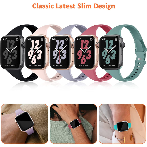 5-pack silikonband som är kompatibla med Apple Watch -band 5PCS 14 42/44/45/49mm