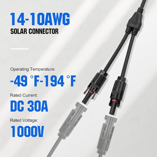 Solcelleforbindere Y-gren Parallel PV-adapterkabel Ledningsstiksæt til solpanel (M/FF+F/MM)