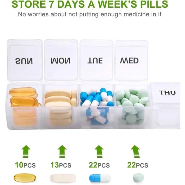 Extra stor veckopillerask (2-pack), daglig pillerask
