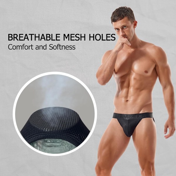2025 Senaste Modell Herr Jockstrap Underkläder Atletiskt Stöd Prestanda Jockstrap Elastisk 2-pack Svart XX-Large