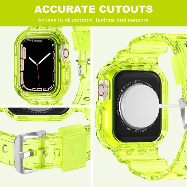 Kompatibel med Kristallklara Apple Watch-band, 45mm 44mm Fluorescent Yellow 42/44/45mm