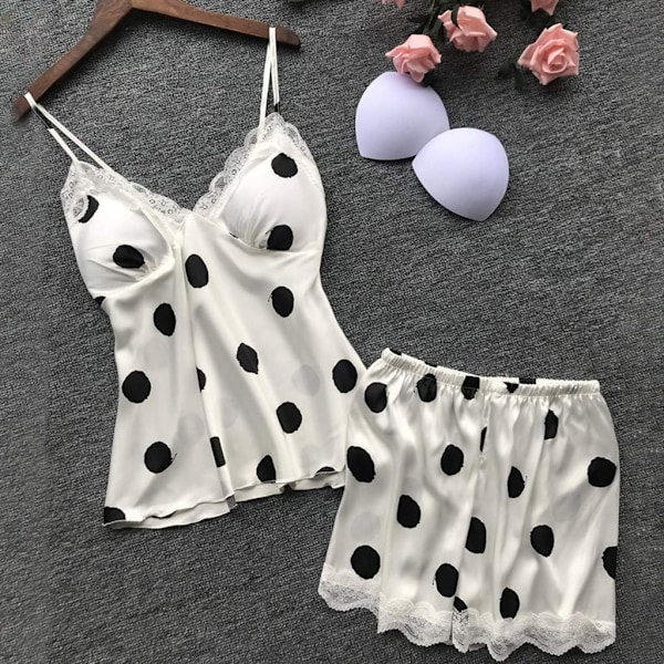 2025 Senaste Modell Sidenunderkläder Dam S-XL Spets Camisole Sexigt Set Satin Pyjamas Underkläder Shorts Röda Underkläder för Kvinnor (Vit. X