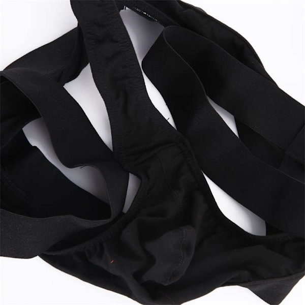 2025 Senaste Modell Herr Tanga Underkläder Sexig Outfit Legging Remmar Set Linnen Bröstremmar Åtsittande Kalsonger Set Svart S