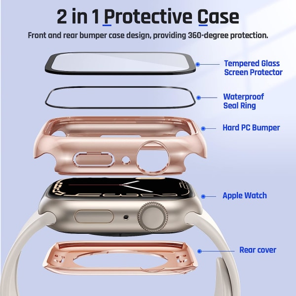 2-i-1 Vattentätt Skal för Apple Watch Series 8 Original Rose Gold 41mm