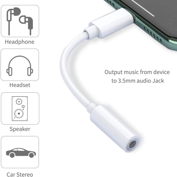 (2-pack) iPhone-hörlursadapter Lightning till 3,5 mm