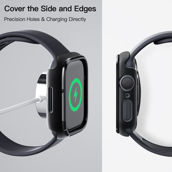 Kompatibel för Apple Watch Series 9/8/7 41 mm case med härdat