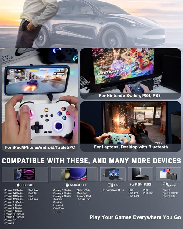 2025 Seneste Model Mobil Spilcontroller til iPad/iPhone/Tablet, Cloud Controller Fjernbetjening Joystick til iOS/Android, Trådløs Switch Contr