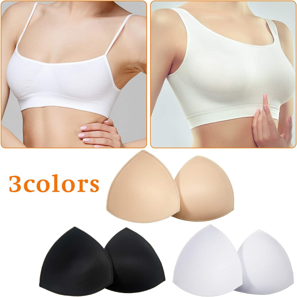 12 par triangel sport-bh-inlägg Push Up-bröst-bh White, Nude Color, Black  4c25 | White, Nude Color, Black | Fyndiq