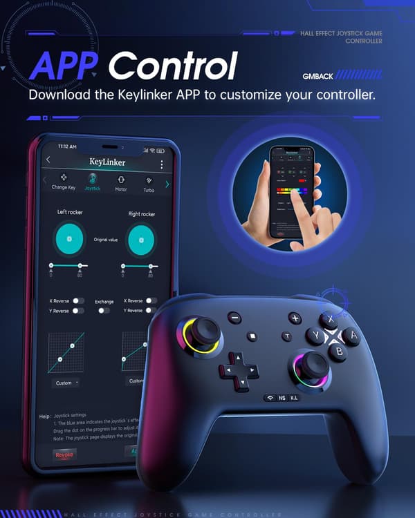 2025 Seneste Model Forbedret Bluetooth Controller - Hall Effect Joysticks Trådløs Spilcontroller - Fungerer til Windows PC, Android Telefon/TV,
