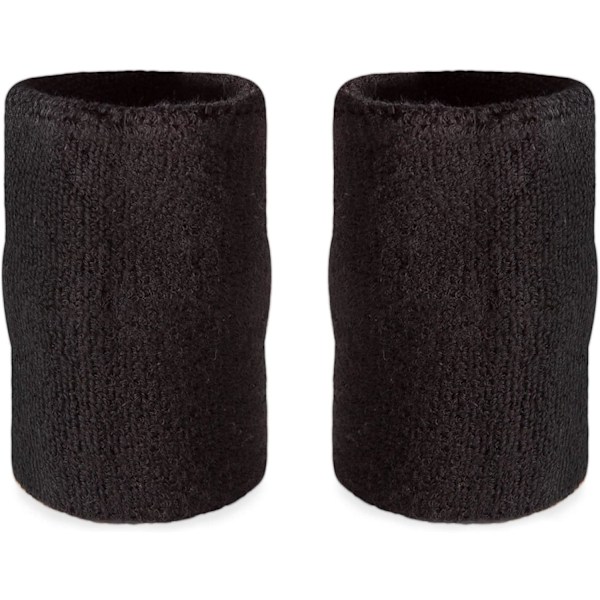 2025 Senaste Modell 6\" Dubbelbreda Handledsband/Armband (Par) - Tjocka Svettband för Basketboll, Tennis, Baseboll, Gym - Svart