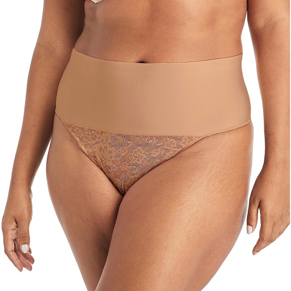 Dam Tämj Din Mage Spets Tanga Underkläder, Fast Kontroll Caramel Swing Lace XL