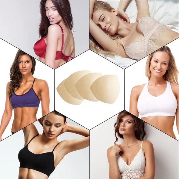 BH-kuddar Triangelinlägg för kvinnor Avtagbara Push Up Sport 2 Pairs of Skin Tones