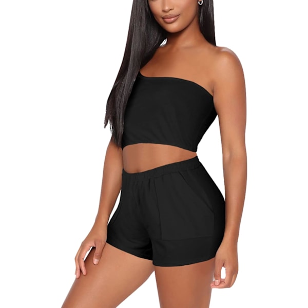 2025 Senaste Modell Sommar Träningsset Tvådelade Outfits för Kvinnor. Sexiga Ärmlösa Crop Tops och Lösa Shorts Casual Träningsdräkter