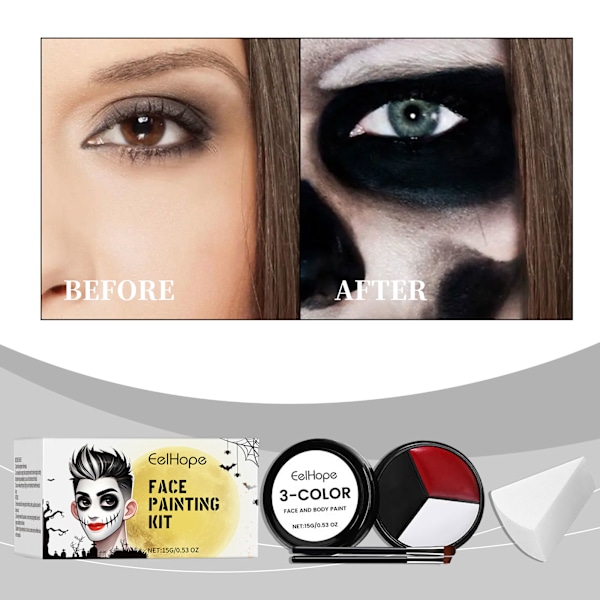2025 Senaste Modell Halloween Ansiktsmålningskit, Högtidsfest Dans Ansikte Skräck Clown Sminkkit