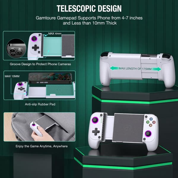 2025 Seneste Model 【Anti-Drift & Hurtig-Tilslutning】Trådløs Spilcontroller til iPhone/Android | Hall Joysticks Bluetooth Telefon Controller, Fo