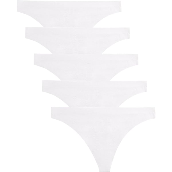Voenxe Sömlösa Kvinnor Underkläder Thongs H-5 Pack White L c31f
