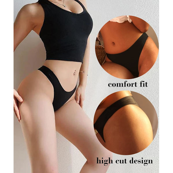 2025 Senaste Modell Dam Trosor Sömlösa Stringtrosor Osynliga G-string Underkläder Svart (3-pack) 8