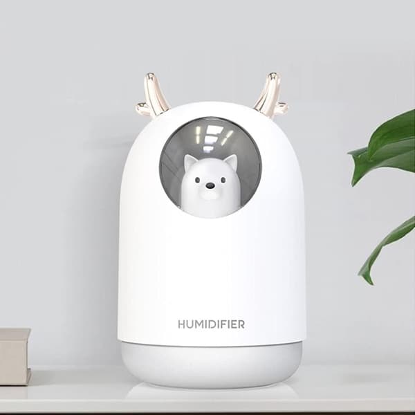 Luftfukter Skrivebord Bærbar Mini Luftfukter Diffuser Kontor Stille Lufttåke Renere Med Lys Hvit