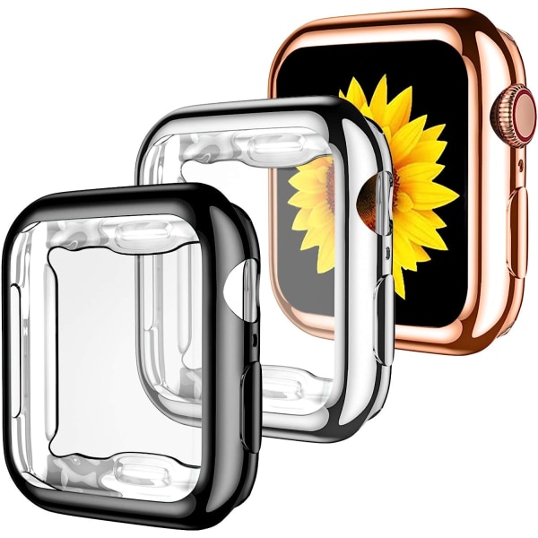 Kompatibel med Apple Watch-fodral 40 mm Serie 5 Serie 6, Se Black/Silver/Rose Gold 40mm