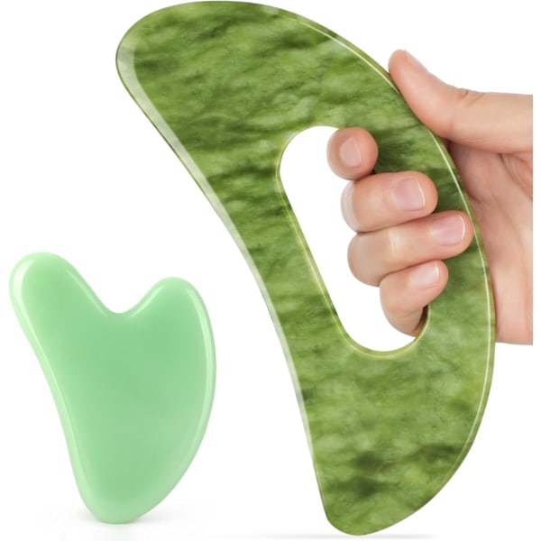 2025 Senaste Modell Jade Sten Gua Sha Massageverktygsset Större Guasha-bräda med Handtag Muskel Skrapmassageverktyg Ansikts Anti C