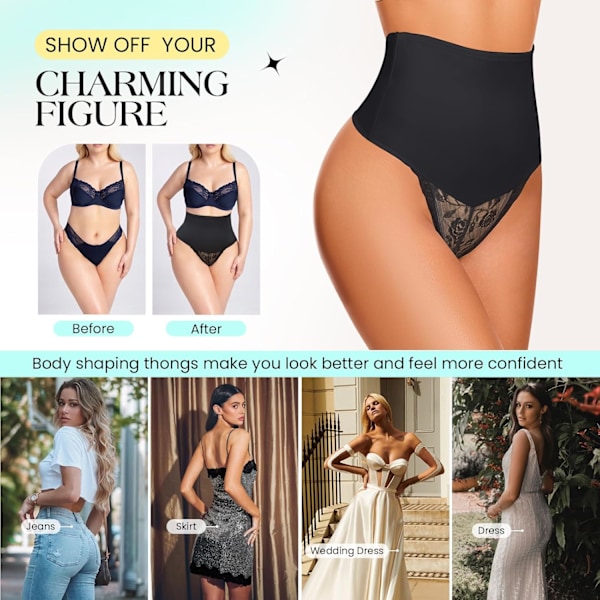 2025 Senaste Modell  Tummy Control Trosa Shapewear Kroppsformande Underkläder Mellanhög Midja Slimmande Trosor Formande Spets Girdle Trosa f