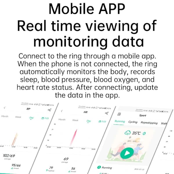 Smart Ring R1000 – Søvnmonitor, Bluetooth 5.0, Blodoksygenmonitor Svart Svart 9