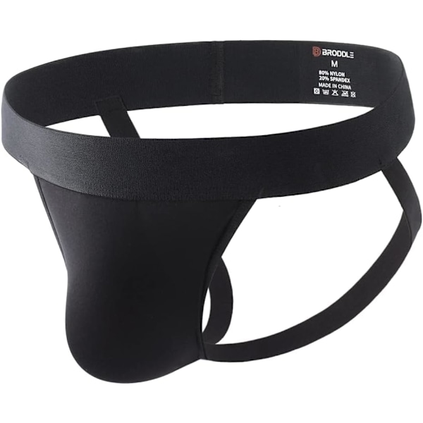 2025 Senaste Modell Herr Jockstrap Stretchig Nylonficka Träningsprestanda Atletiska Stöd för Män Svart Stor