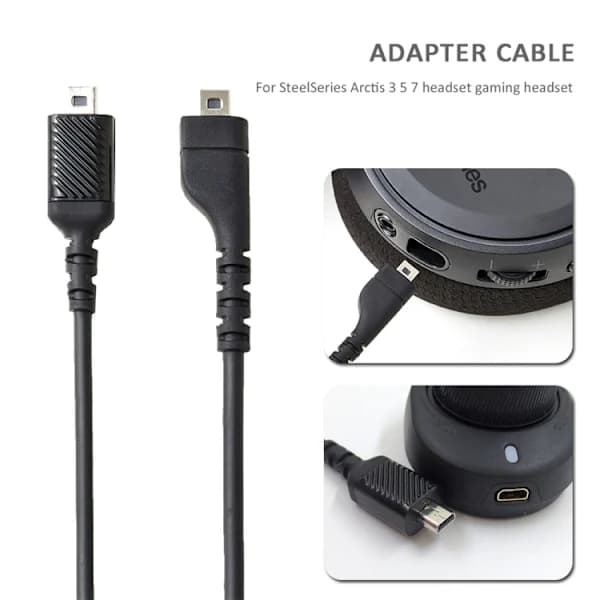 Audiokabel 8-Pin til Steelseries Arctis 3/5/7 - Sort