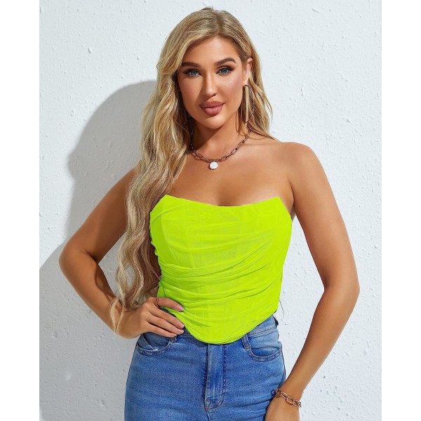 Korsett Topp Dam Bustier Toppar för Kvinnor Fluogreen XS