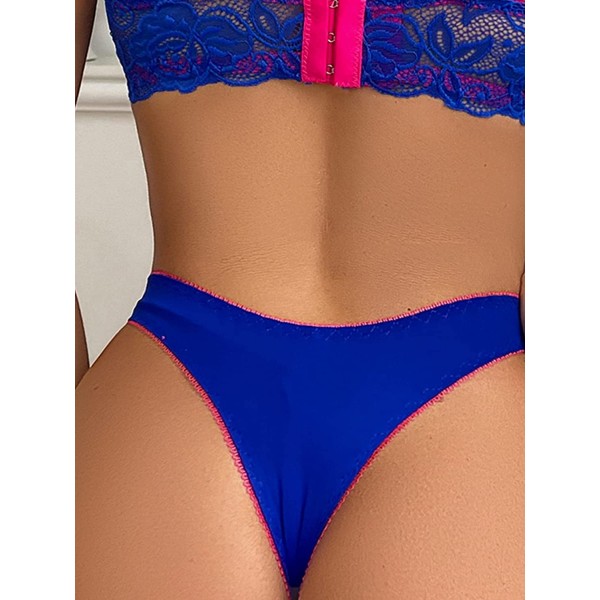 Kvinnliga Spetsar Sexiga Trosor Underkläder G-String Tanga Fräcka B Royal Blue L