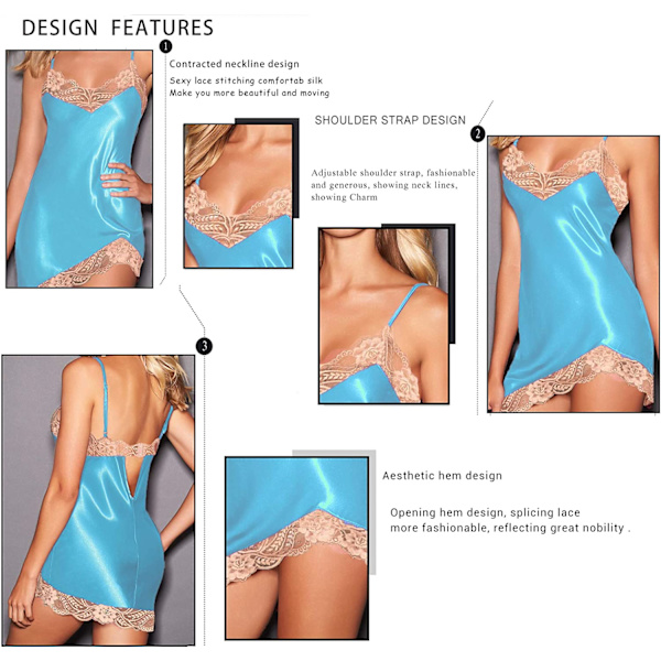 2025 Senaste Modell Satin Chemise Sexiga Underkläder Halter Klänning Spets Nattlinne Sovkläder för Kvinnor