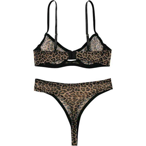 2025 Senaste Modell Sexig Mesh Transparent Push Up Underklädesset Bygel Leopard 3X-Small