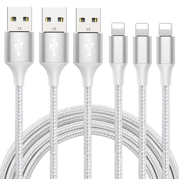 10FT iPhone Laddningskabel - Snabbladdning USB-kabel (3-pack)