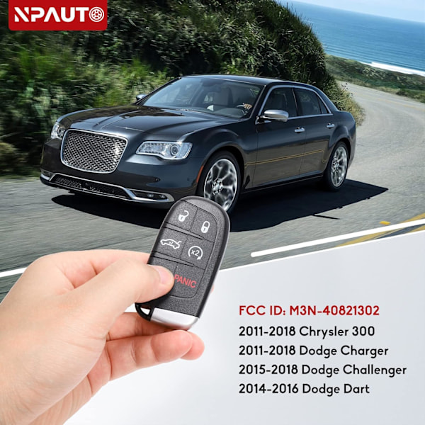 Nyckelbricka Ersättning för Chrysler 300 Dodge Charger 2011 2012 2013 2014 2015 2016 2017 2018, Challenger 15-18, Dart 14-16, Durango