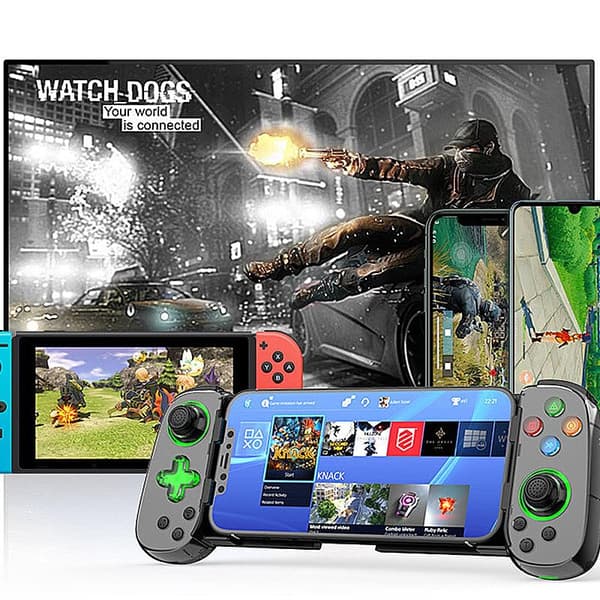 2025 Seneste Model Telefon Controller til iPhone/Android/PC, D7 Trådløs Spilcontroller til Switch/PS3/PS4 med Hall Joystick/Turbo/6-Akset G