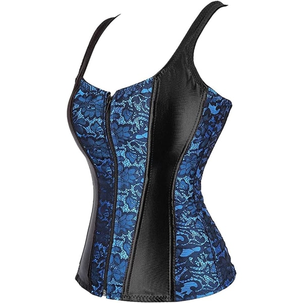 Korsetter för Kvinnor Overbust Bustier Topp Gotisk Sexig Axel 2928blue S