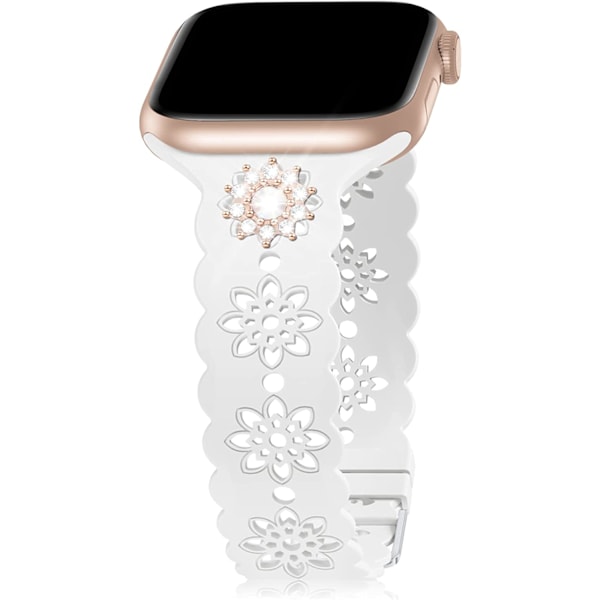 Blommig Silikonarmband med Berlocker Kompatibel med Apple White/Mandala (Rose Gold) 42mm/44mm/45mm/49mm