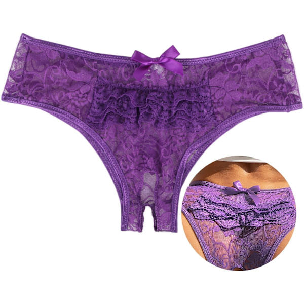 2025 Senaste Modell Dam Plus Size Cheeky Trosor Spets G-String Trosor Kant Boyshort Underkläder T-Back Underbyxor Lila 4X-