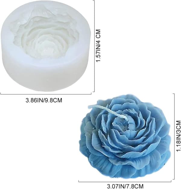 3D Store Pæon Blomst Lys Voksforme